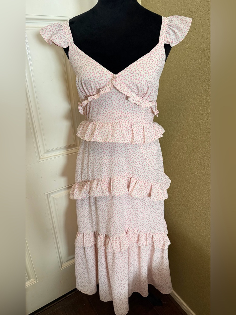 Altar'd State Pink Floral Ruffle Sundress
